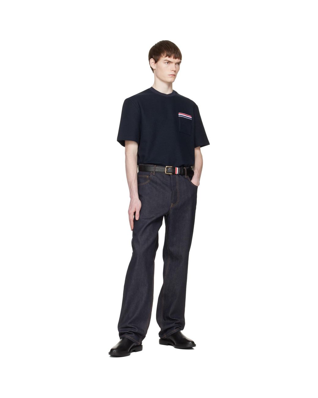 Thom Browne Blue Short Sleeve Pocket T-Shirt for men