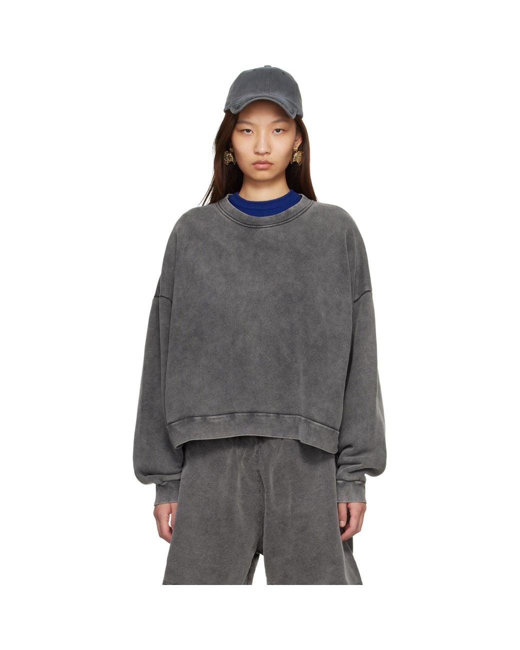 Acne Gray Logo Patch Sweatshirt