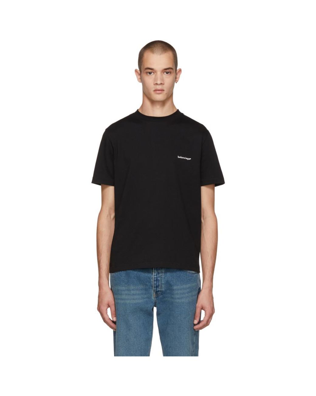 Balenciaga Black Small Logo T shirt for Men Lyst