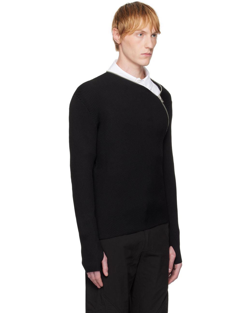 HELIOT EMIL Tied Zip Knit Sweater in Black for Men | Lyst