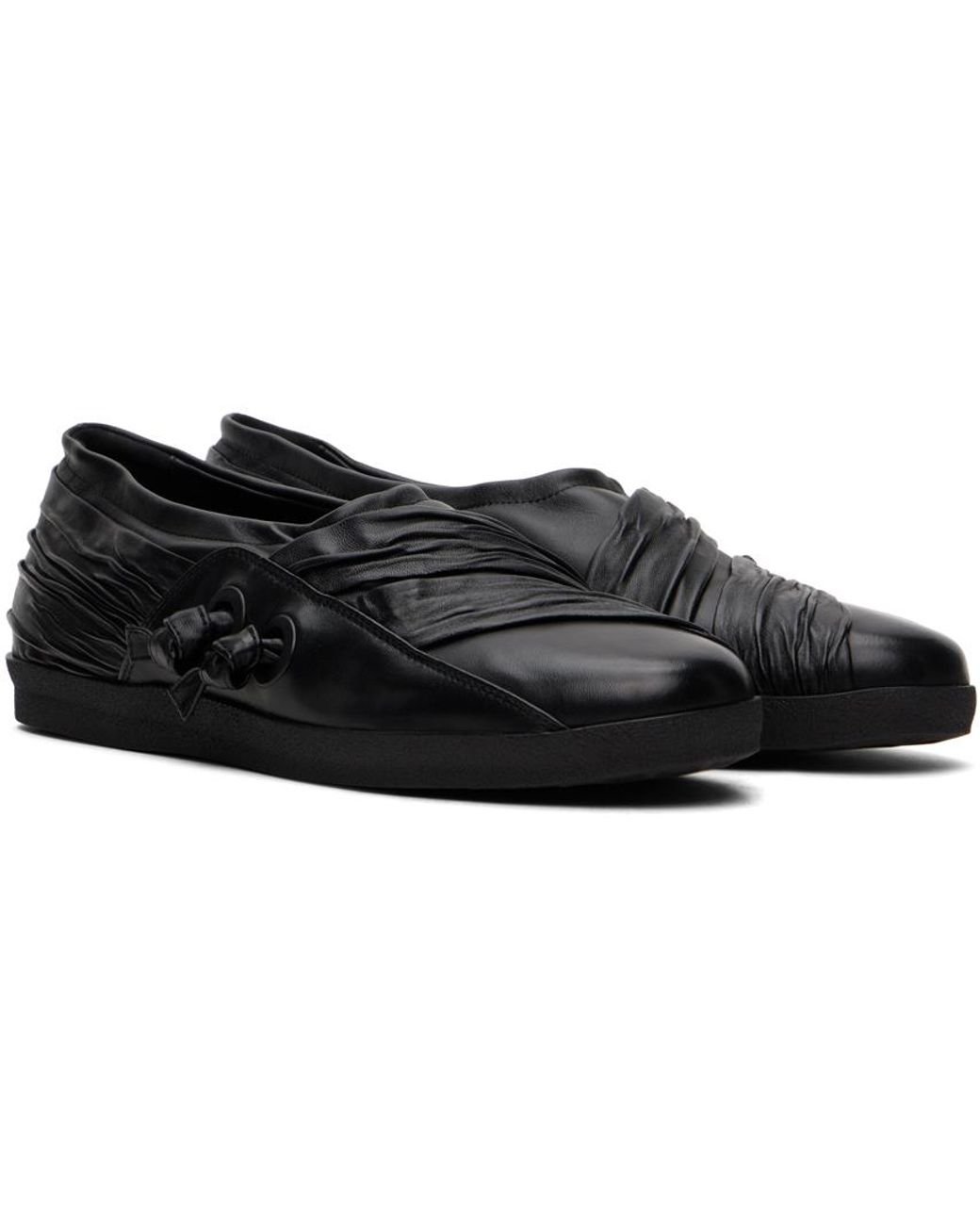靴 kiko kostadinov wrinkled slip on Kiko Kostadinov Black Wrinkled Slip-On Loafers Kiko Kostadinov
