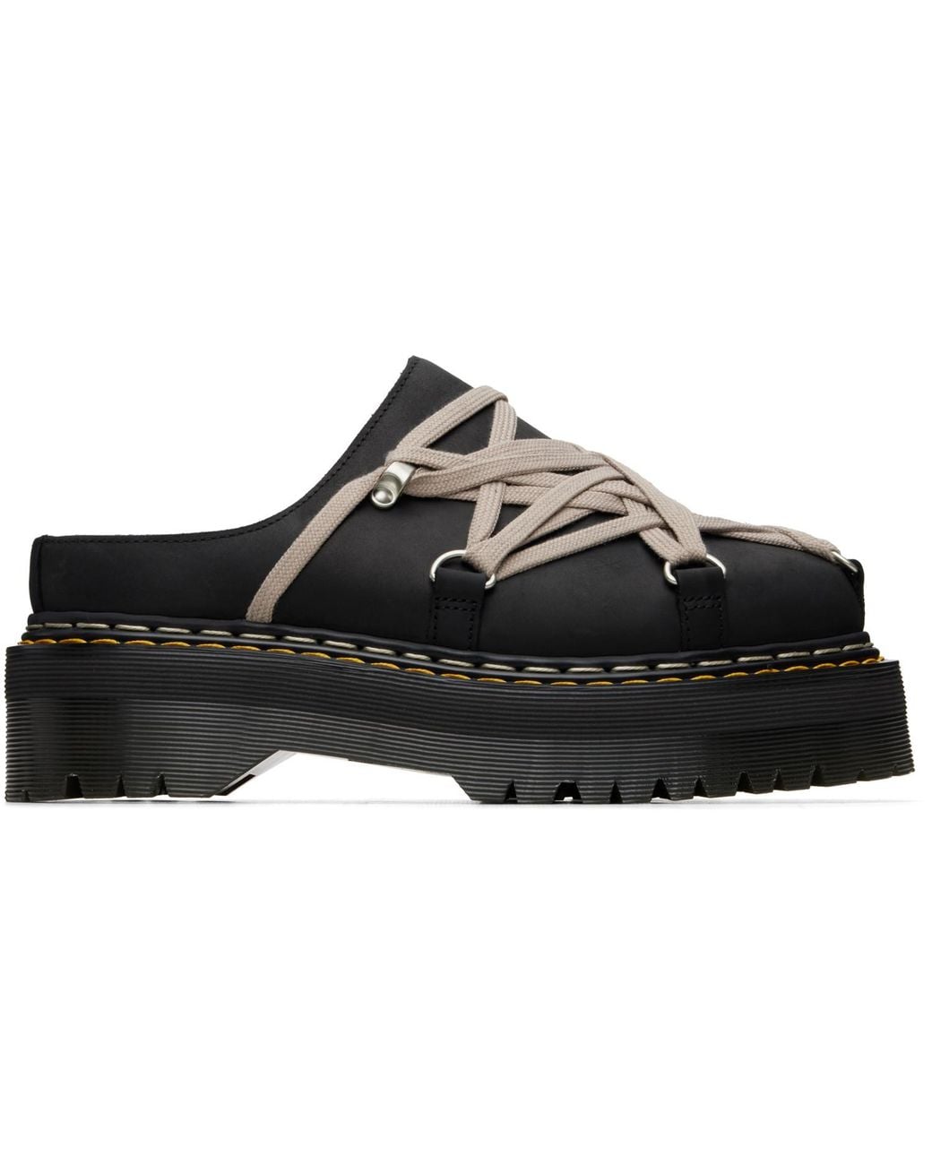 Rick Owens Black Dr. Martens Edition Quad Sole Megalace Loafers
