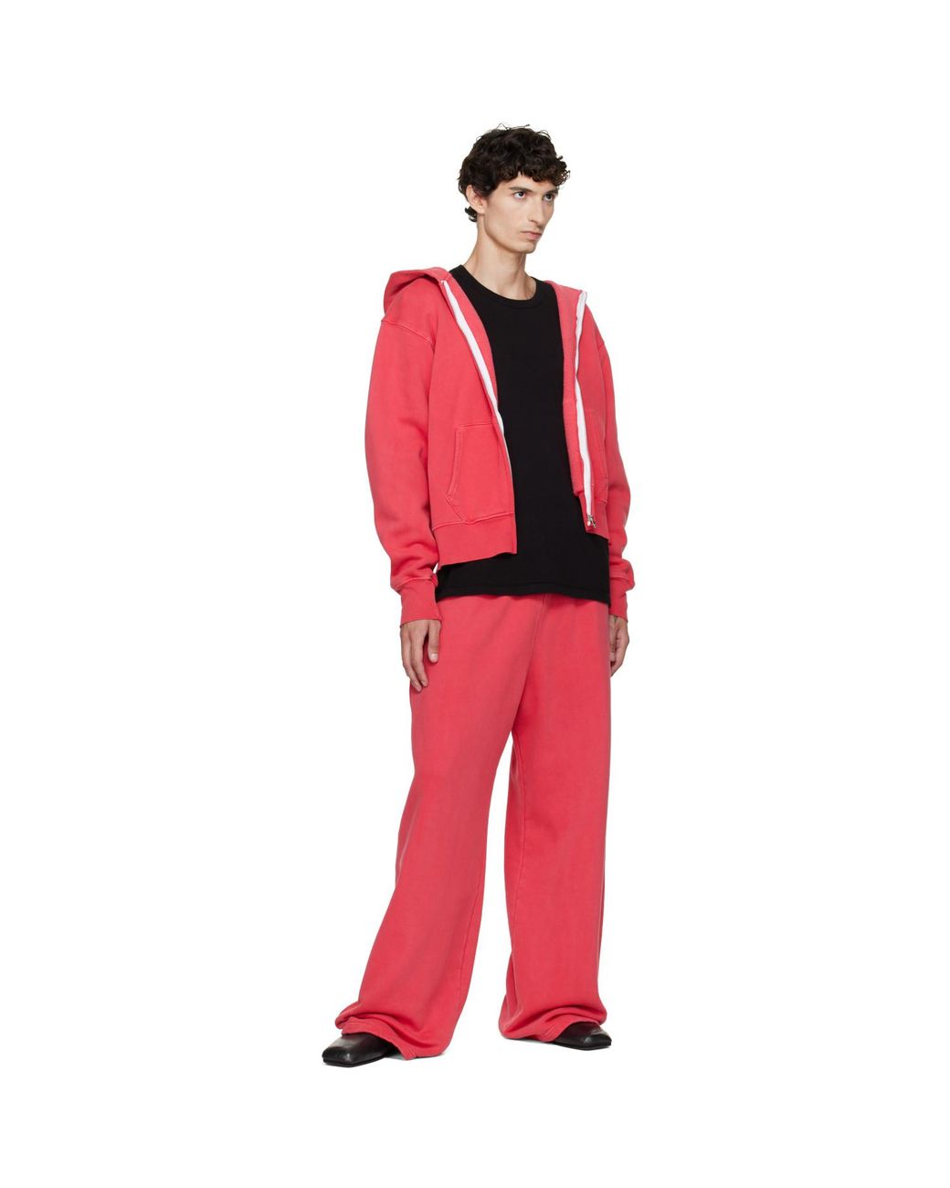 Les Tien Red Heavyweight Zip Hoodie for men
