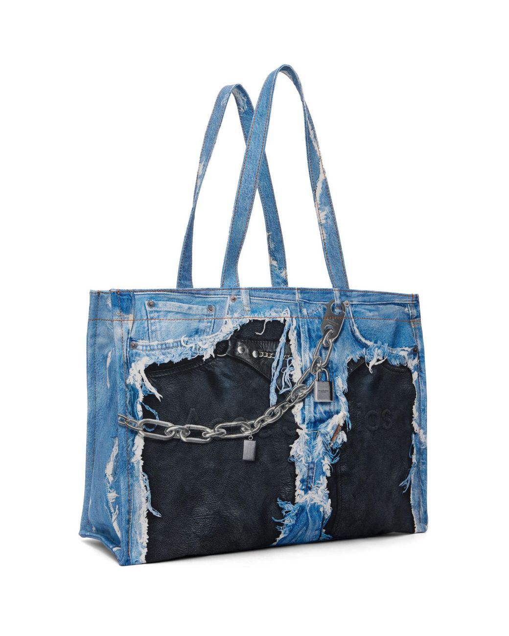 Acne Blue Denim Print Tote for men