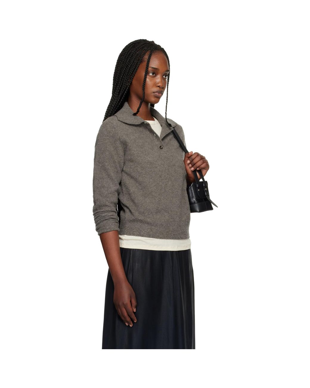 Maison Margiela Black Taupe Brushed Wool Polo