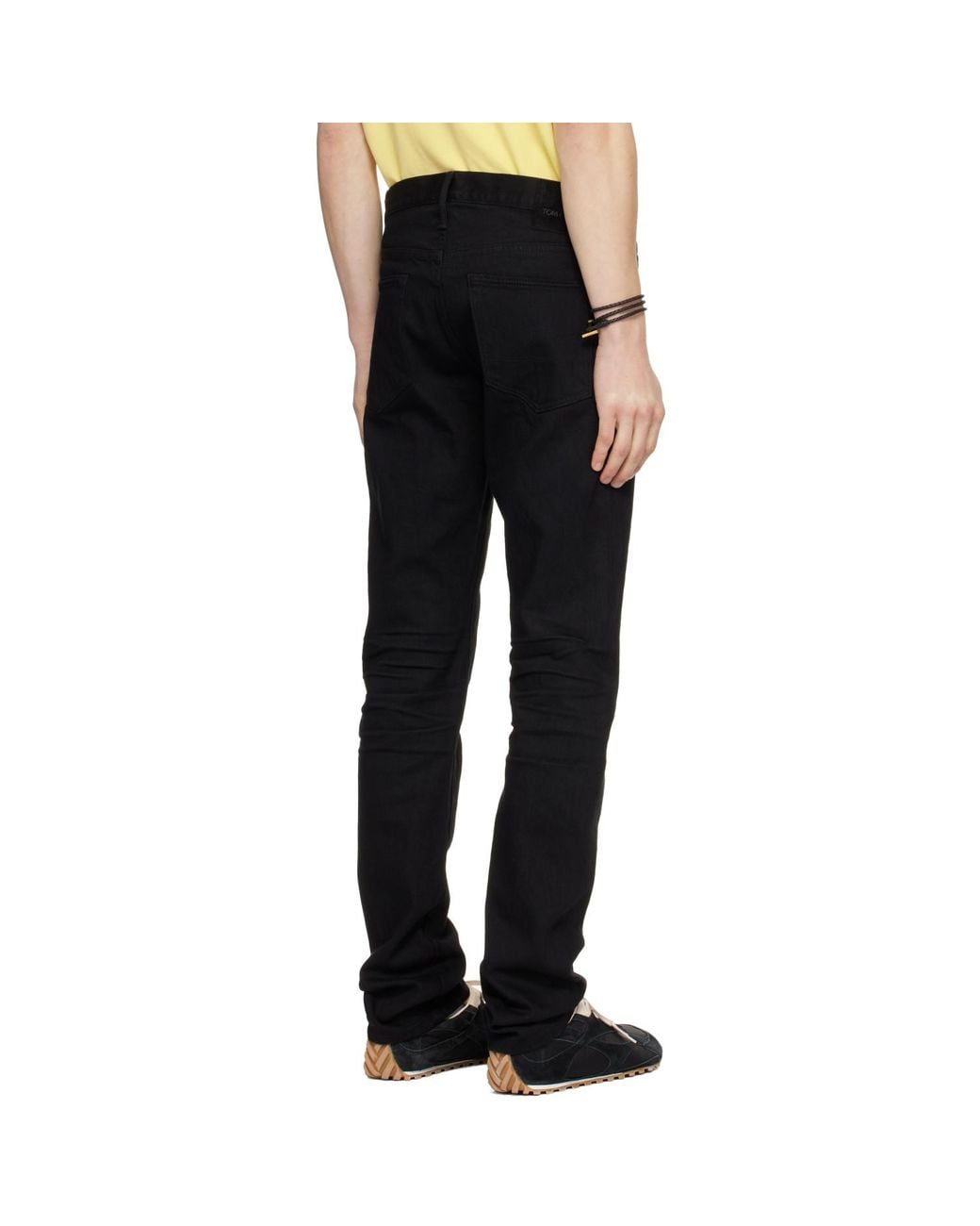 Tom Ford Black Stretch Selvedge Straight Fit Jeans for men