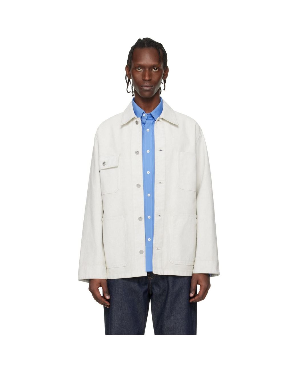 A.P.C. White Off- Loose-Fit Overshirt for men