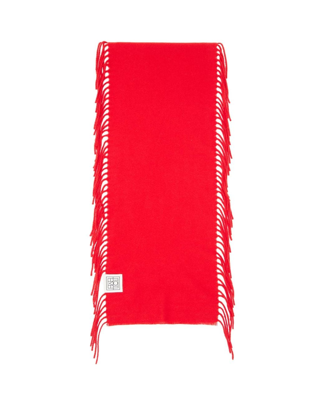 Totême Red Cashmere Tassel Scarf
