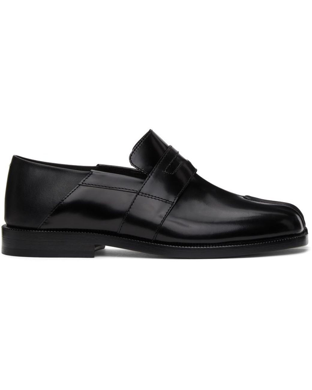 Maison Margiela Leather Black Tabi Loafers | Lyst