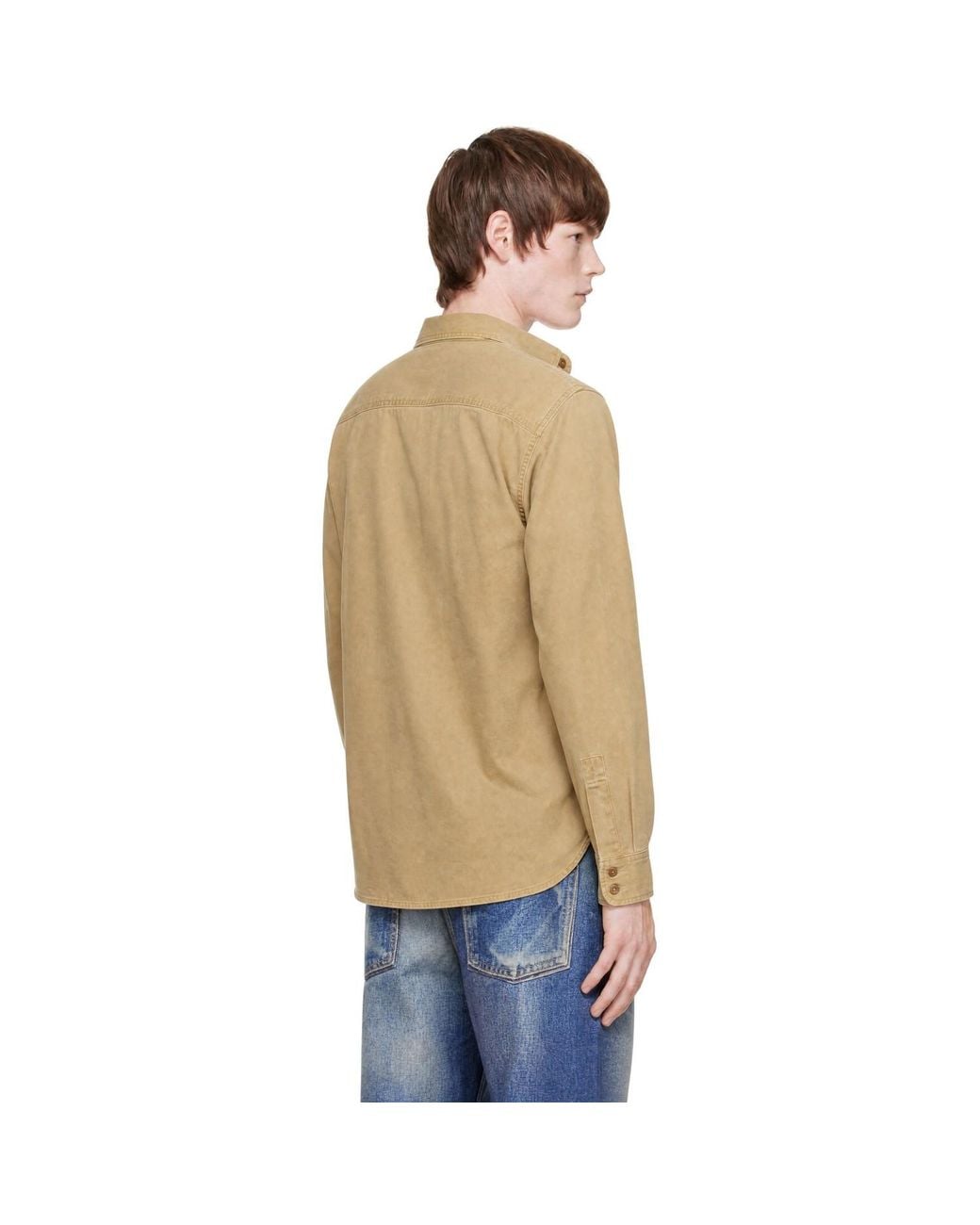RRL Natural Tan Twill Officer Work Shirt for men