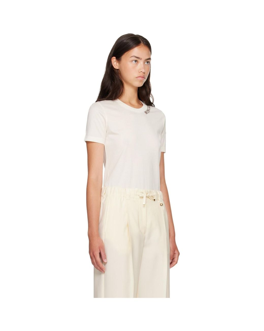Moncler White Off- S/S Jersey T-Shirt