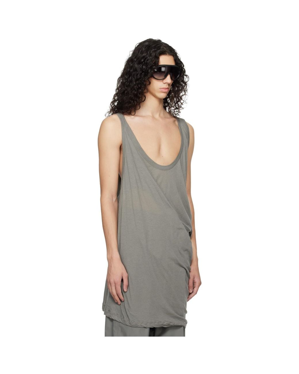 Rick Owens Black Temple Pony Tank Top for men