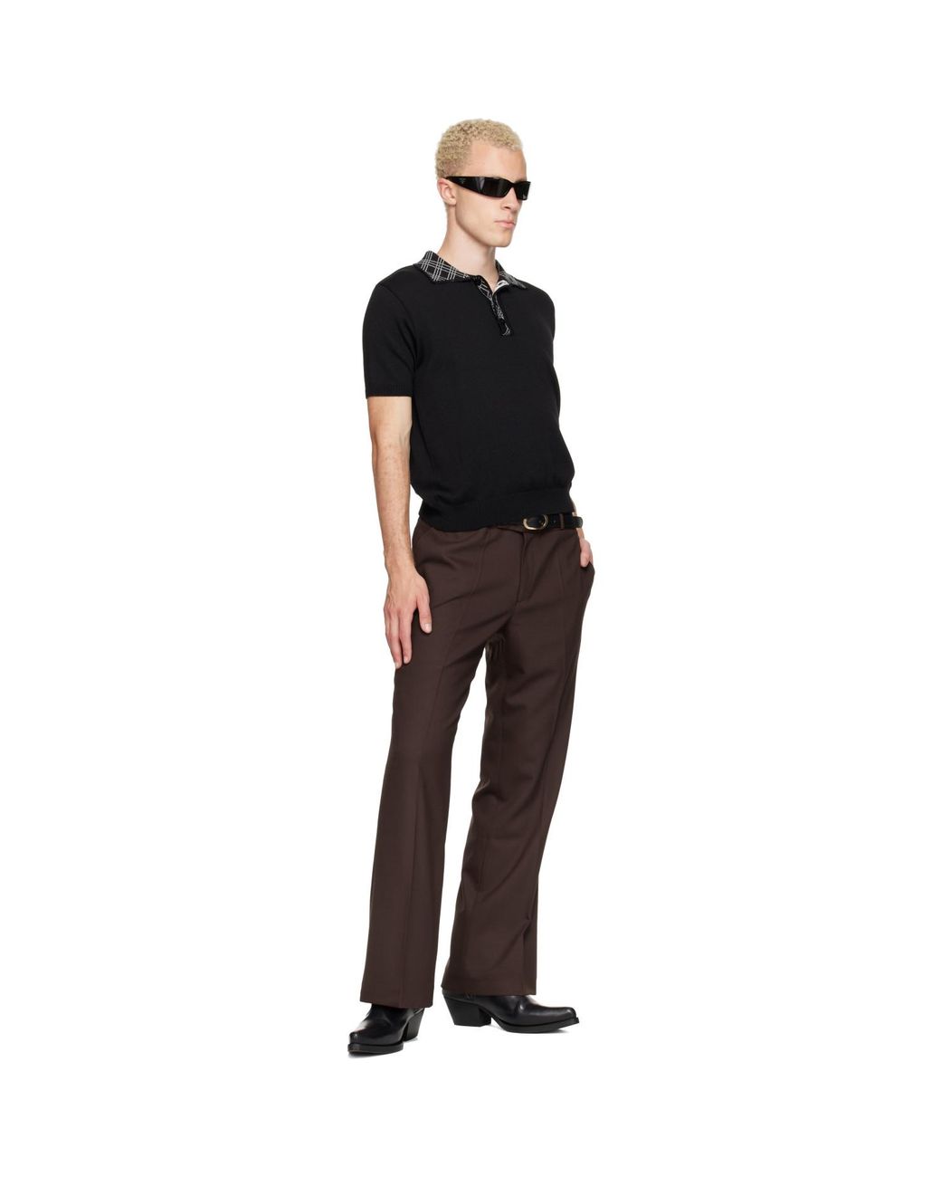 Ernest W. Baker Black Loose Fit Flare Trousers for men