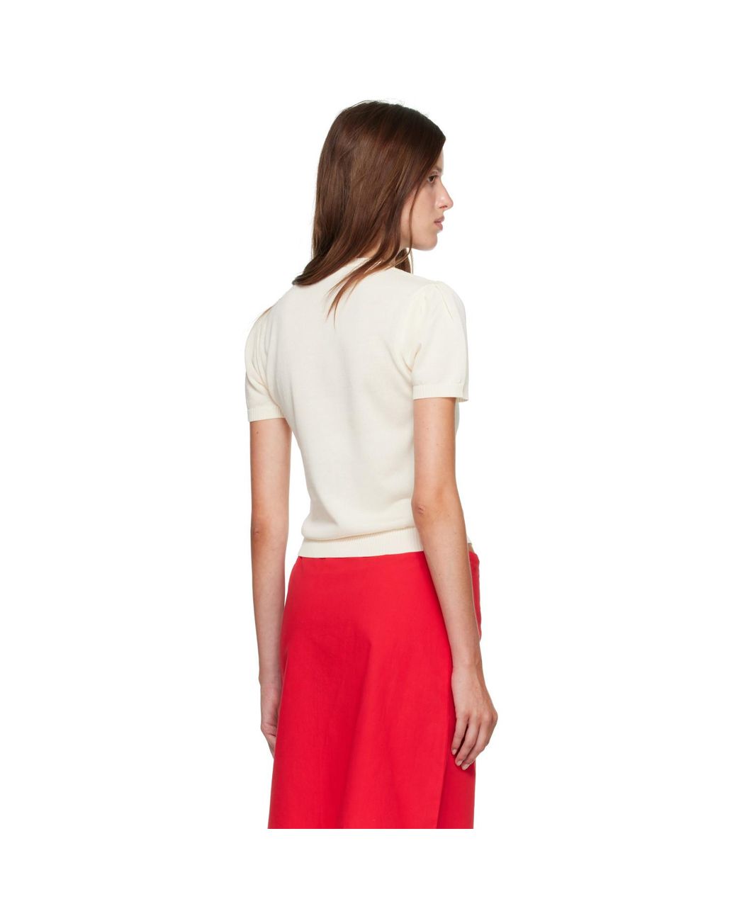 Ganni Red Off- Argyle T-Shirt