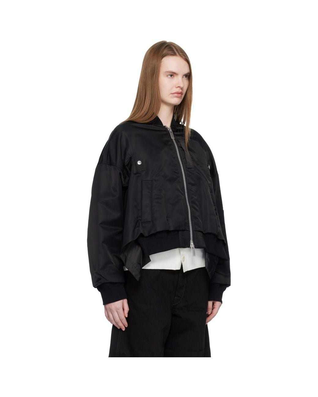 Sacai Black Nylon Twill Bomber Jacket