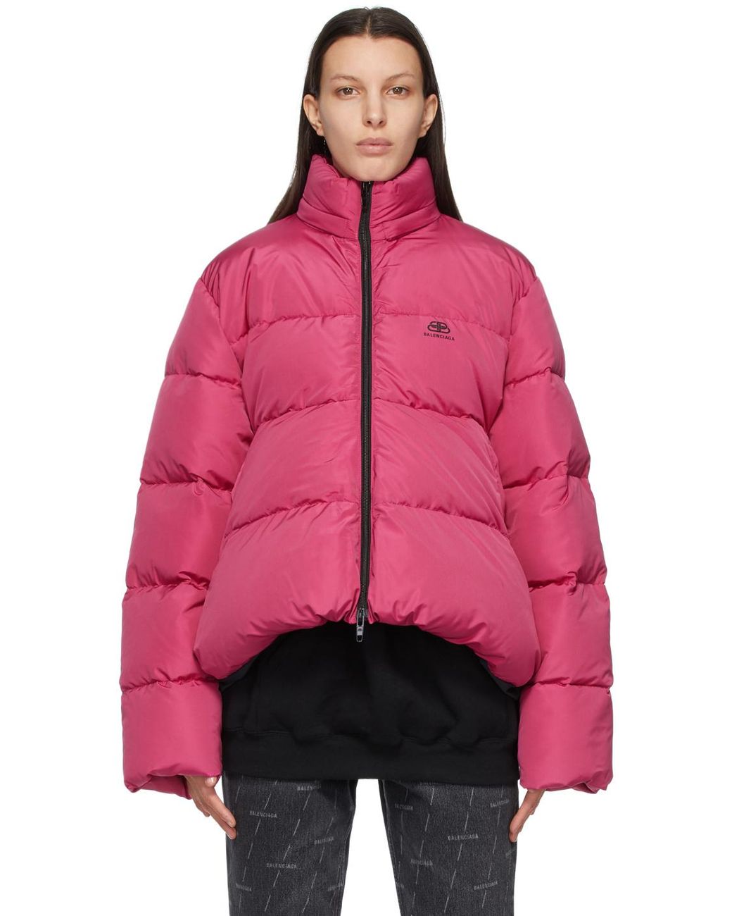 Balenciaga Synthetic Pink C-shape Bb Puffer Jacket | Lyst