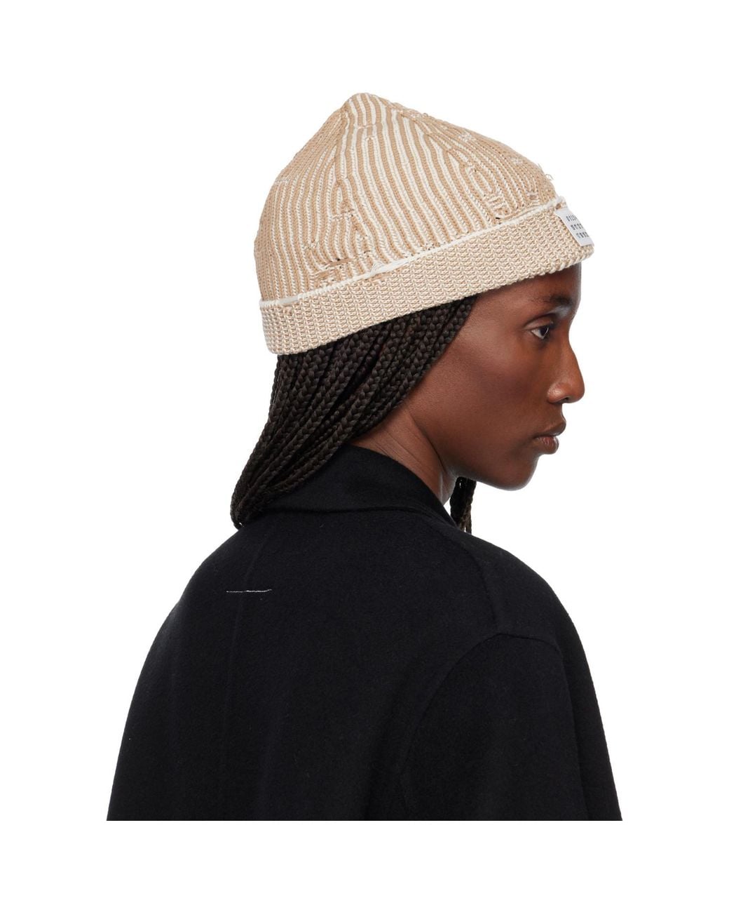 MM6 by Maison Margiela Black Amended Optical Ribs Beanie