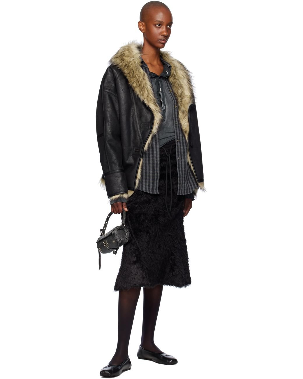 OPEN YY Reversible Faux-Fur Faux-Leather Jacket in Black | Lyst