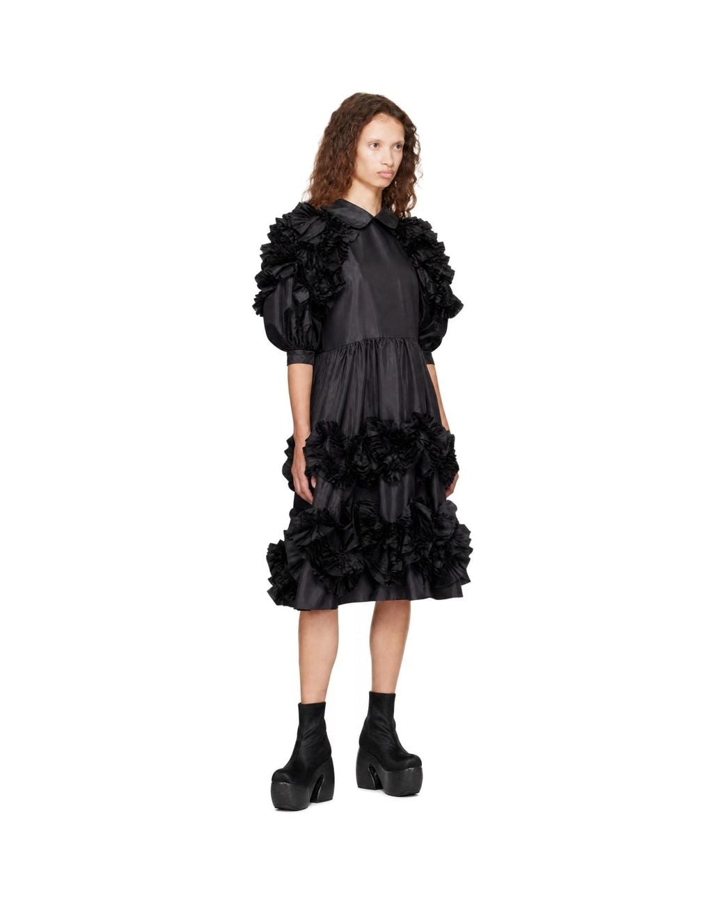 Comme des Garçons Black Taffeta Garment Washed Midi Dress