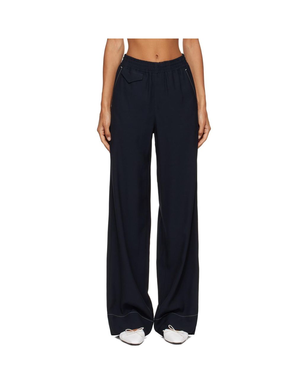 A.P.C. Blue Topstitched Trousers