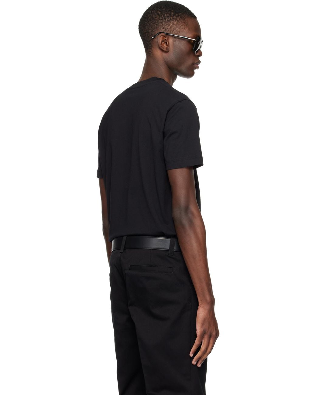 Versace Black Embroidered Cotton-Jersey Slim T-Shirt for men