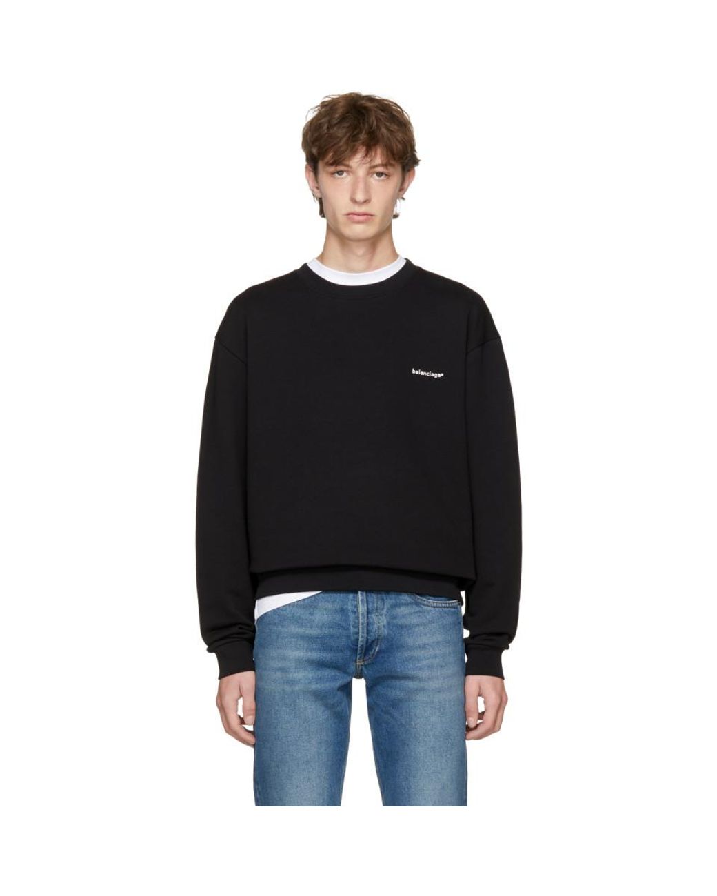 Balenciaga Black Small Logo Sweatshirt for Men | Lyst UK