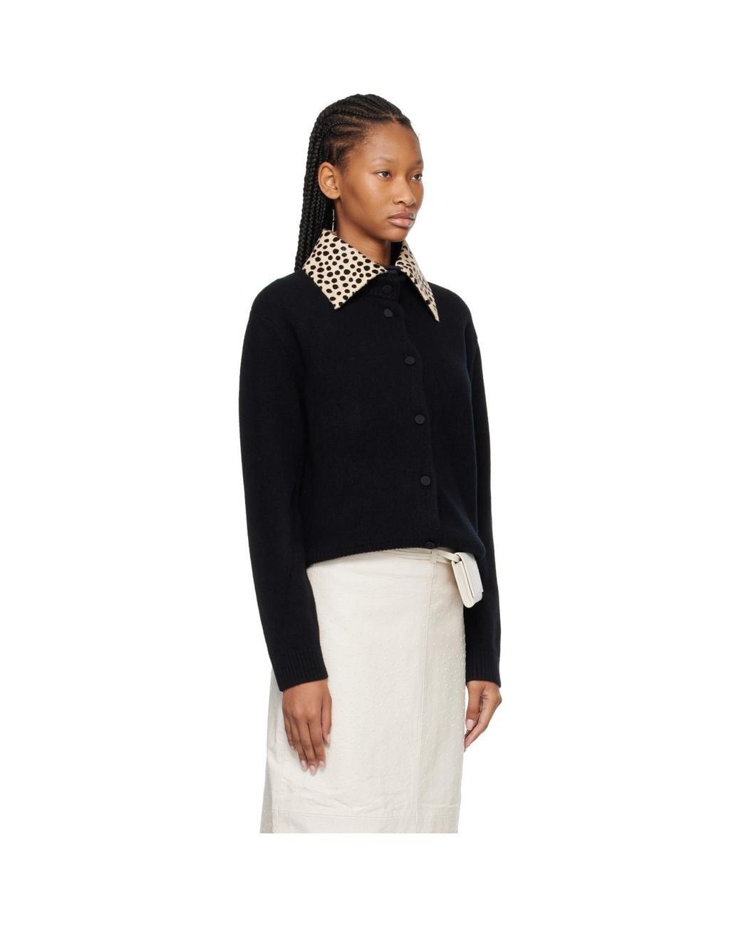 Rohe Black Cheetah Collar Cardigan