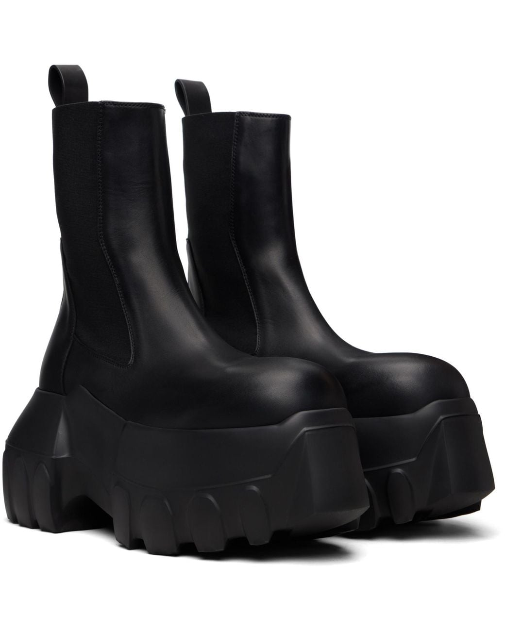 Rick Owens Black Beatle Mega Tractor Chelsea Boots for men