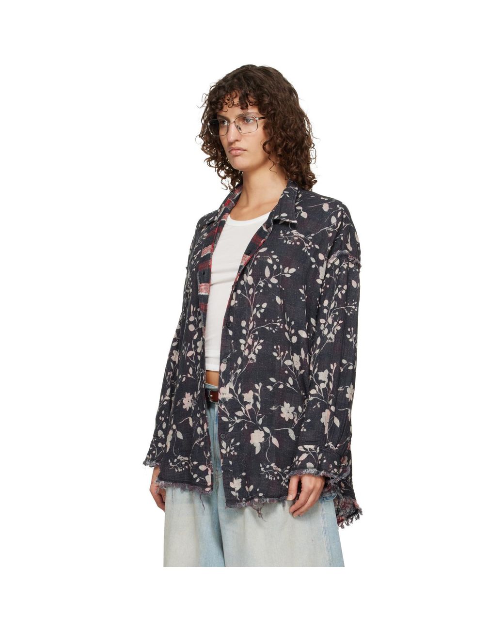R13 Shredded Seam Drop Neck Reversible Shirt