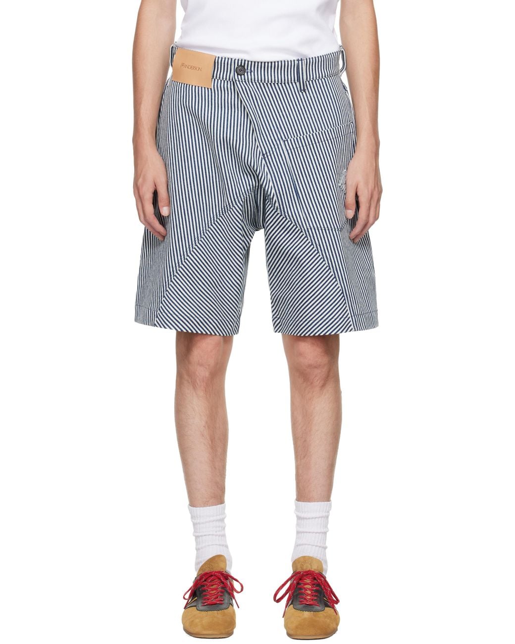 メンズ JW Anderson ホワイト＆ネイビー Workwear ツイスト ショート