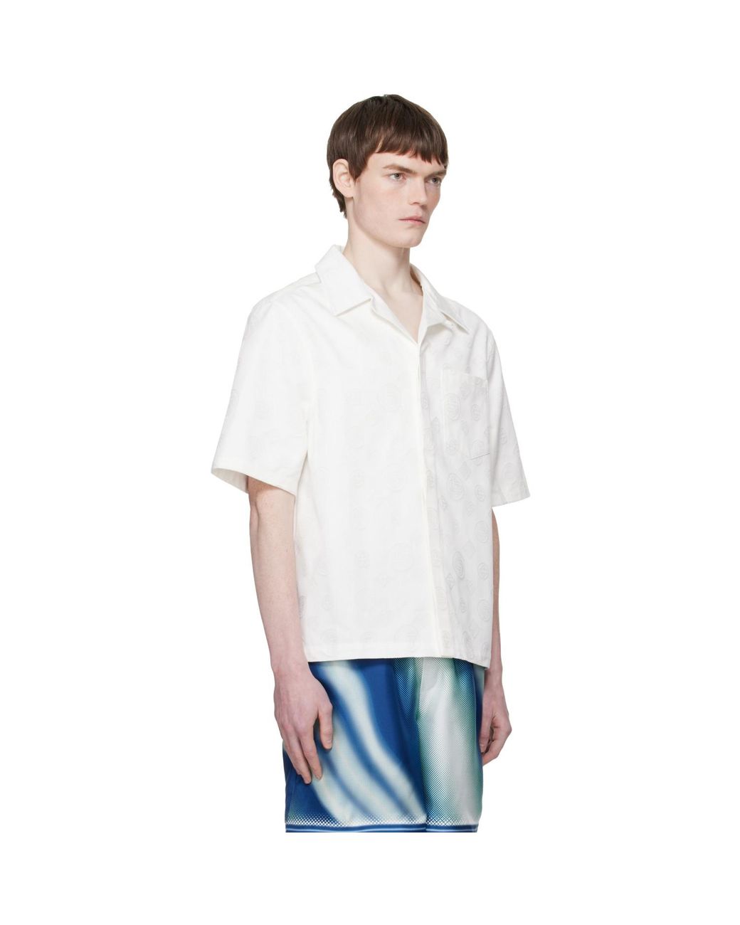 Casablanca White Monogram Short Sleeve Shirt for men