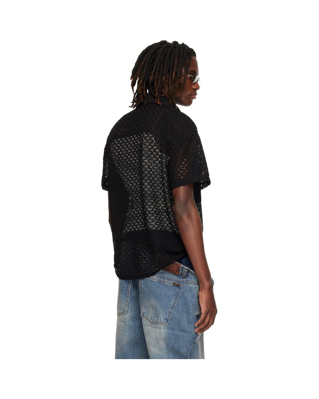ANDERSSON BELL Black Tres Sheer Knitted Shirt for men