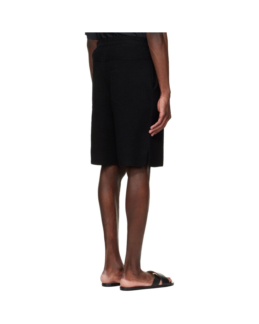 Homme Plissé Issey Miyake Black Rustic Knit Shorts for men