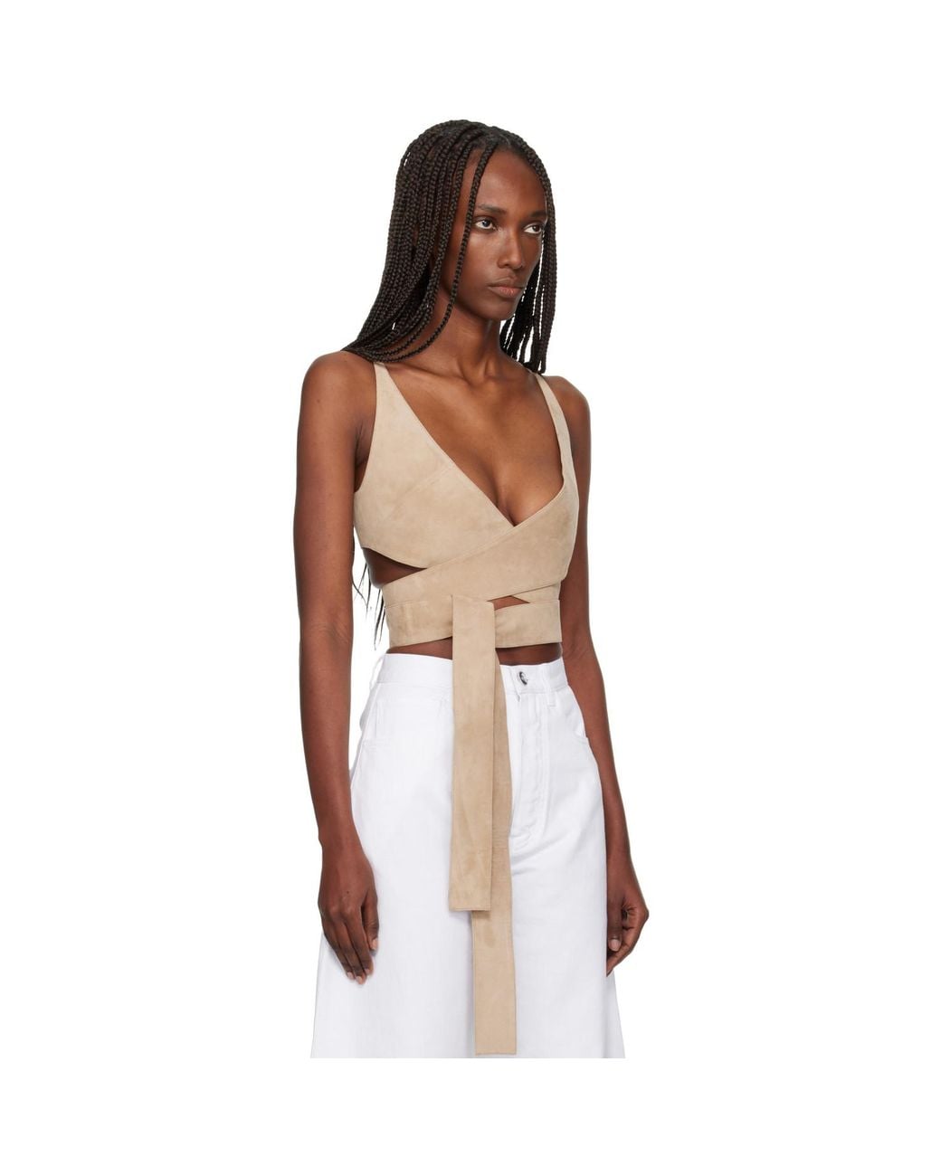 Alaïa Black Criss Cross Suede Top