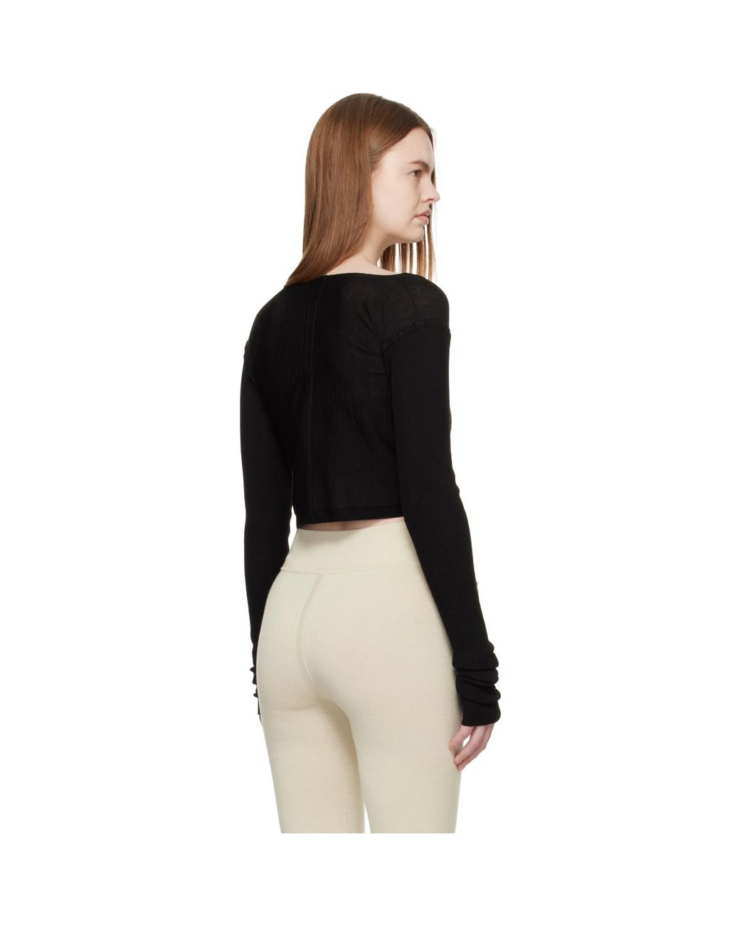 Rick Owens Black Temple Crop Wrap Top