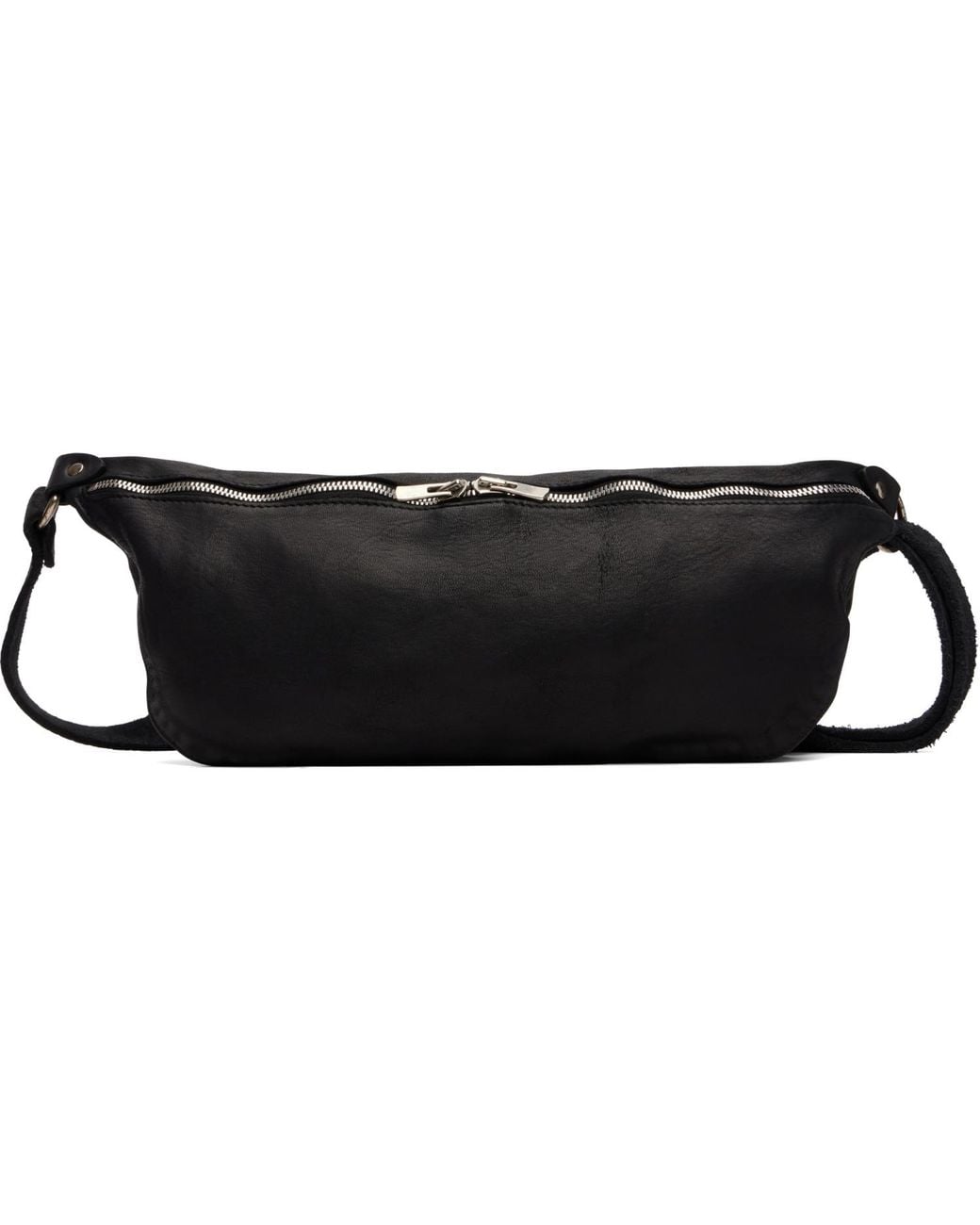 Guidi Black Leather Belt Bag for men