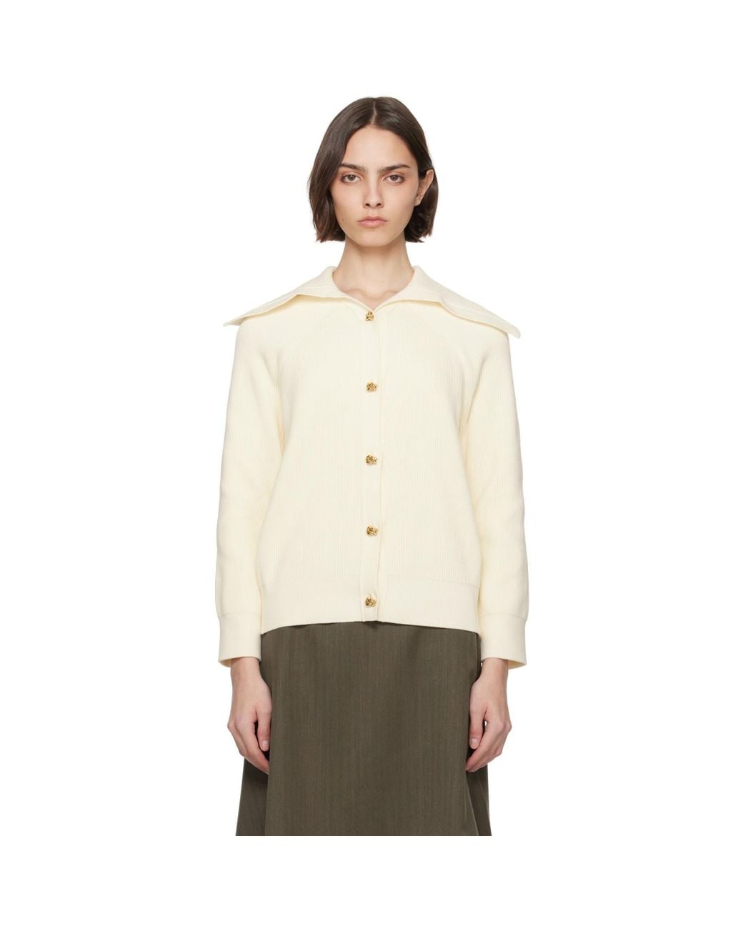Bottega Veneta Black Off- Cotton Rib Cardigan