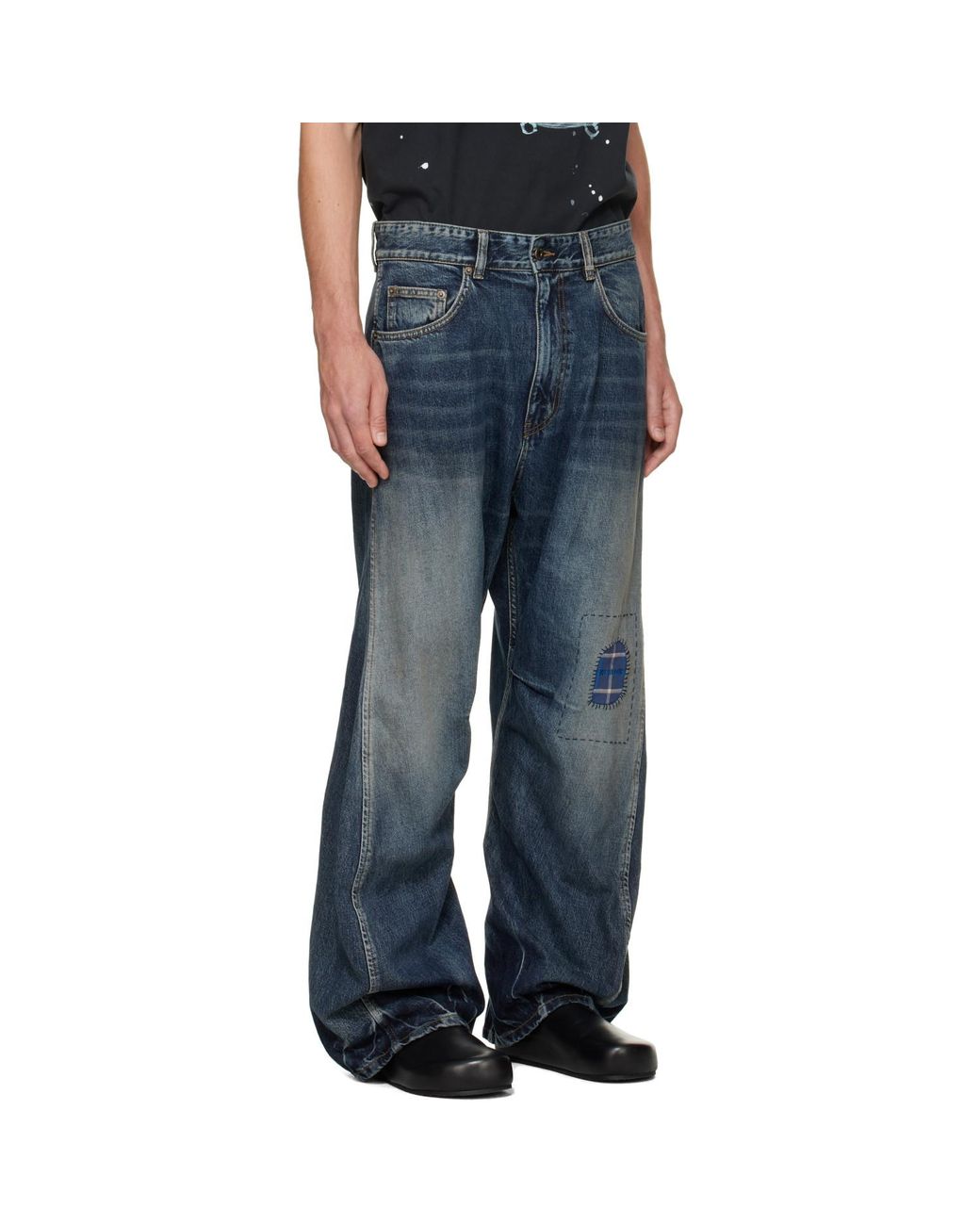 we11done Blue Repair Curve Denim Jeans for men