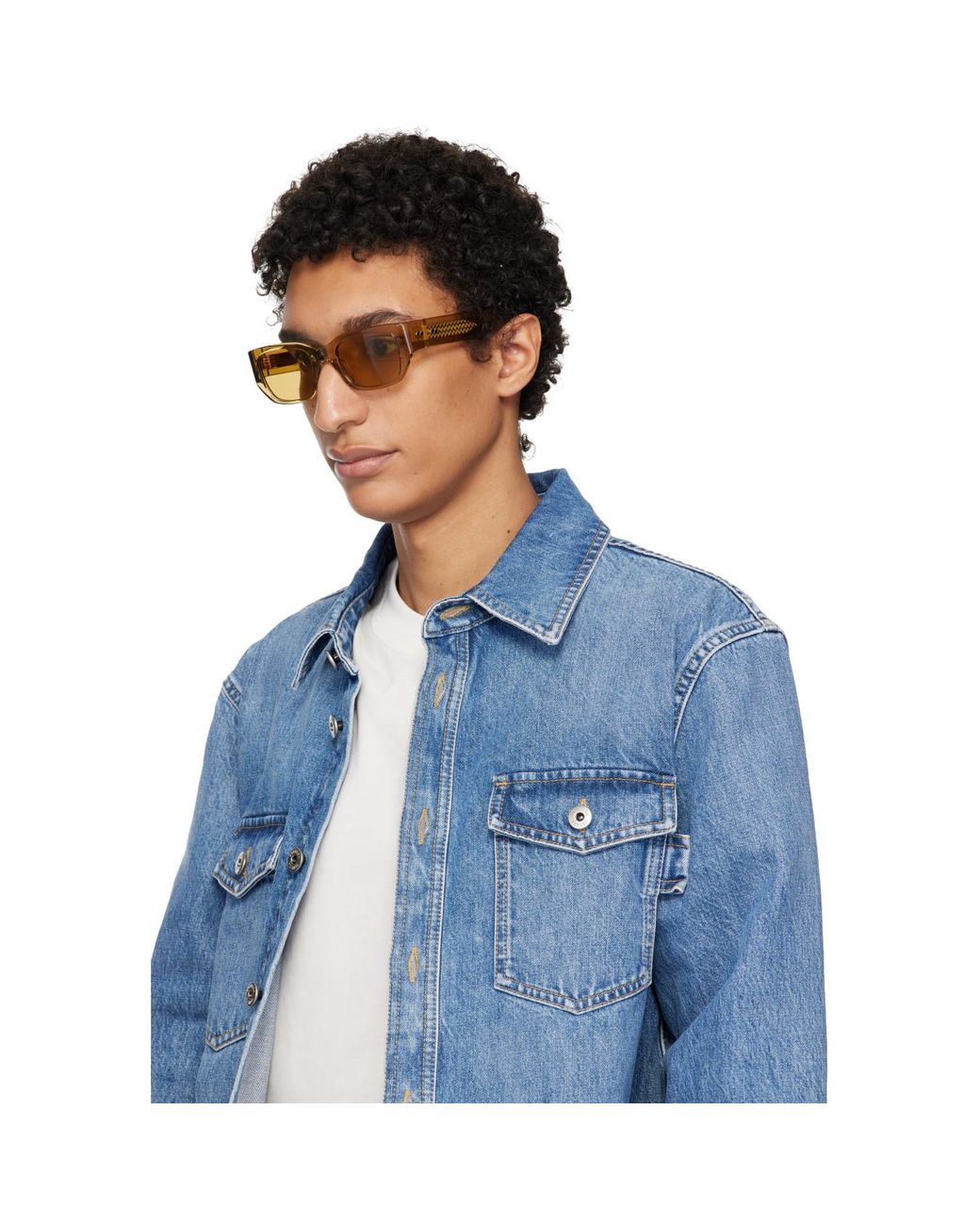 Bottega Veneta Black Intrecciato Square Sunglasses for men