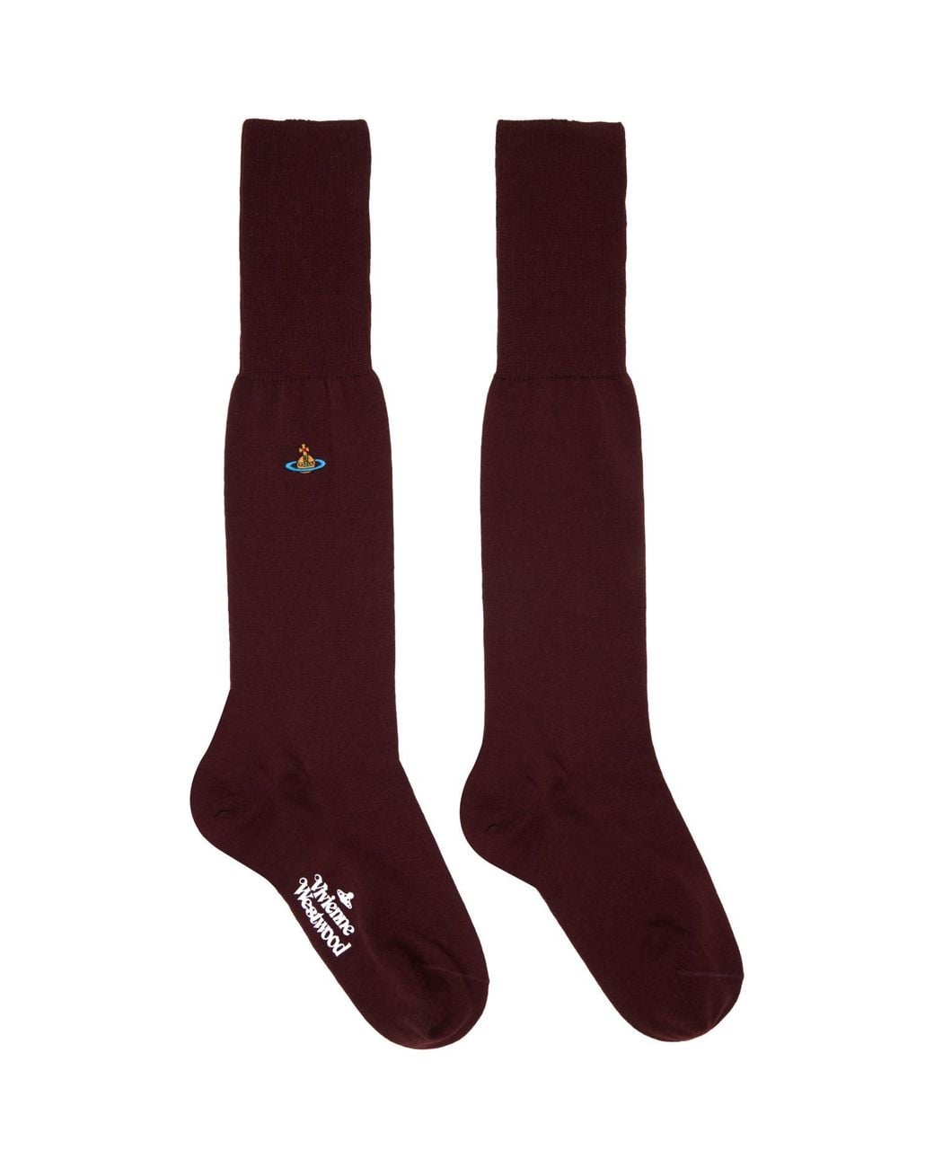Vivienne Westwood Red Burgundy Uni Colour High Socks