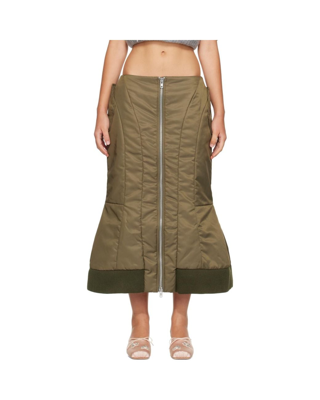 Simone Rocha Green Padded Sculpt Bomber Skirt
