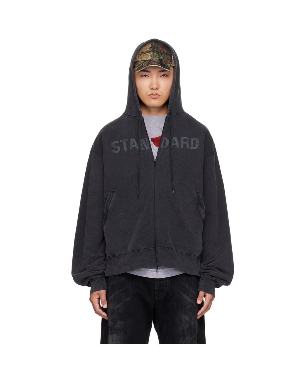Balenciaga Black 'standard' Zip-up Hoodie for men