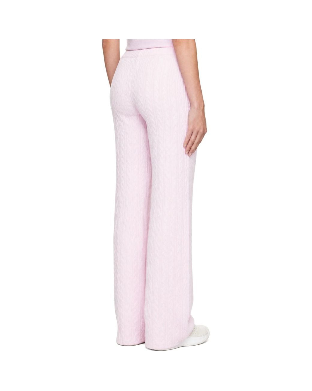 Skims Pink Sweater Knit Cable Straight Leg Trousers