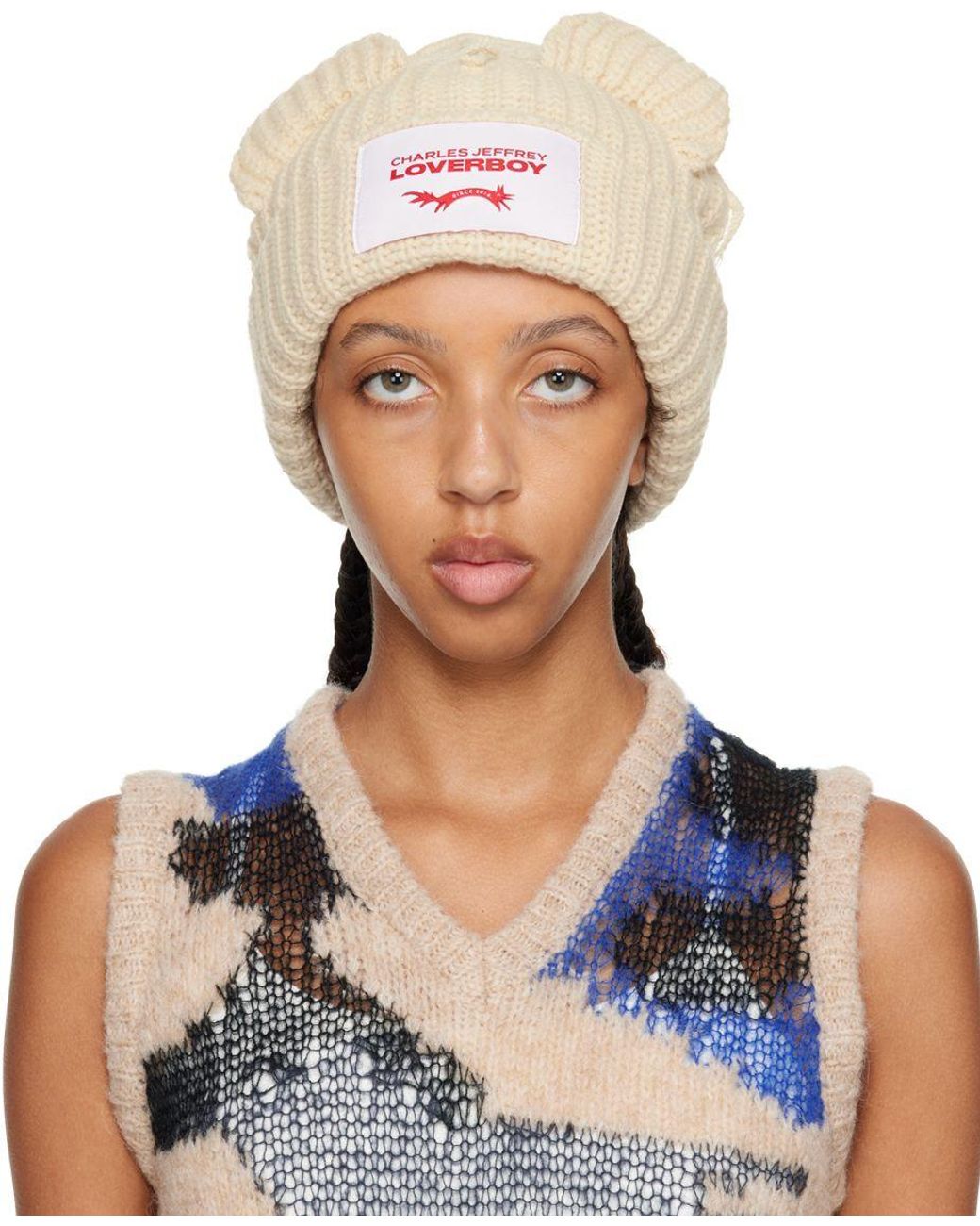 Charles Jeffrey Off-white Chunky Ears Beanie in Blue | Lyst