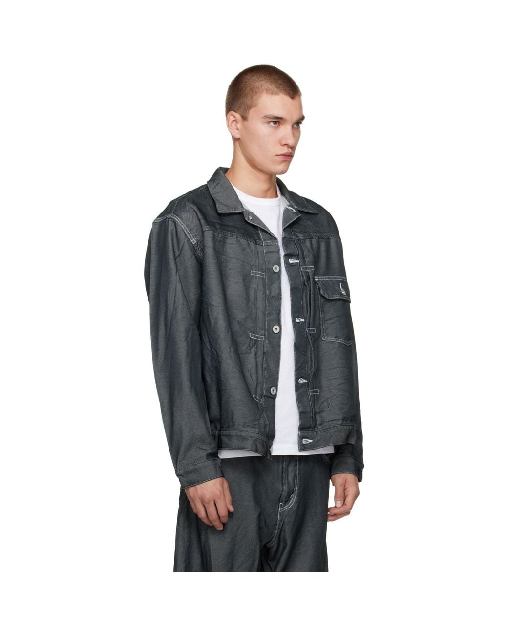 Comme des Garçons Gray Polyester Denim Jacket for men