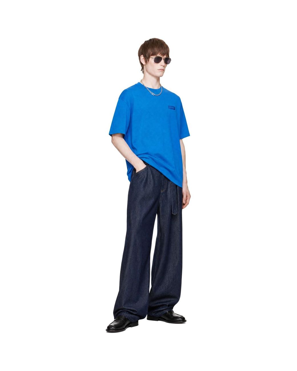 Givenchy Blue Cotton Patch T-Shirt for men
