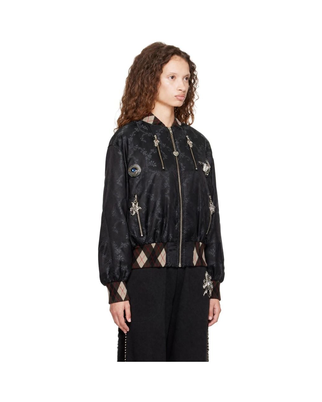 Chopova Lowena Black Crescent Bomber Jacket