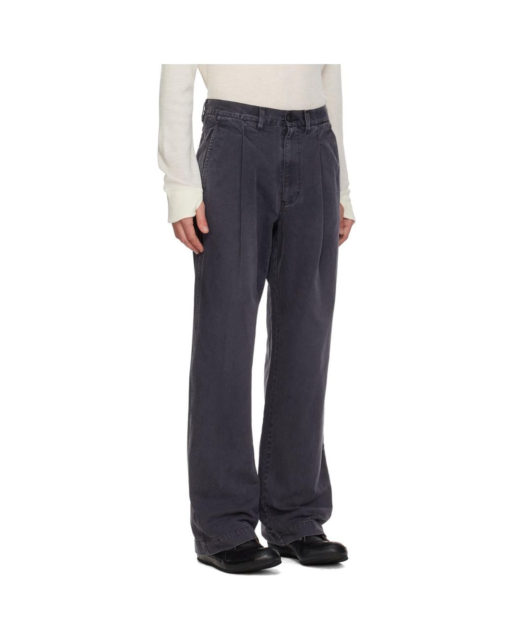 KAMIYA Blue Chino Straight Trousers for men