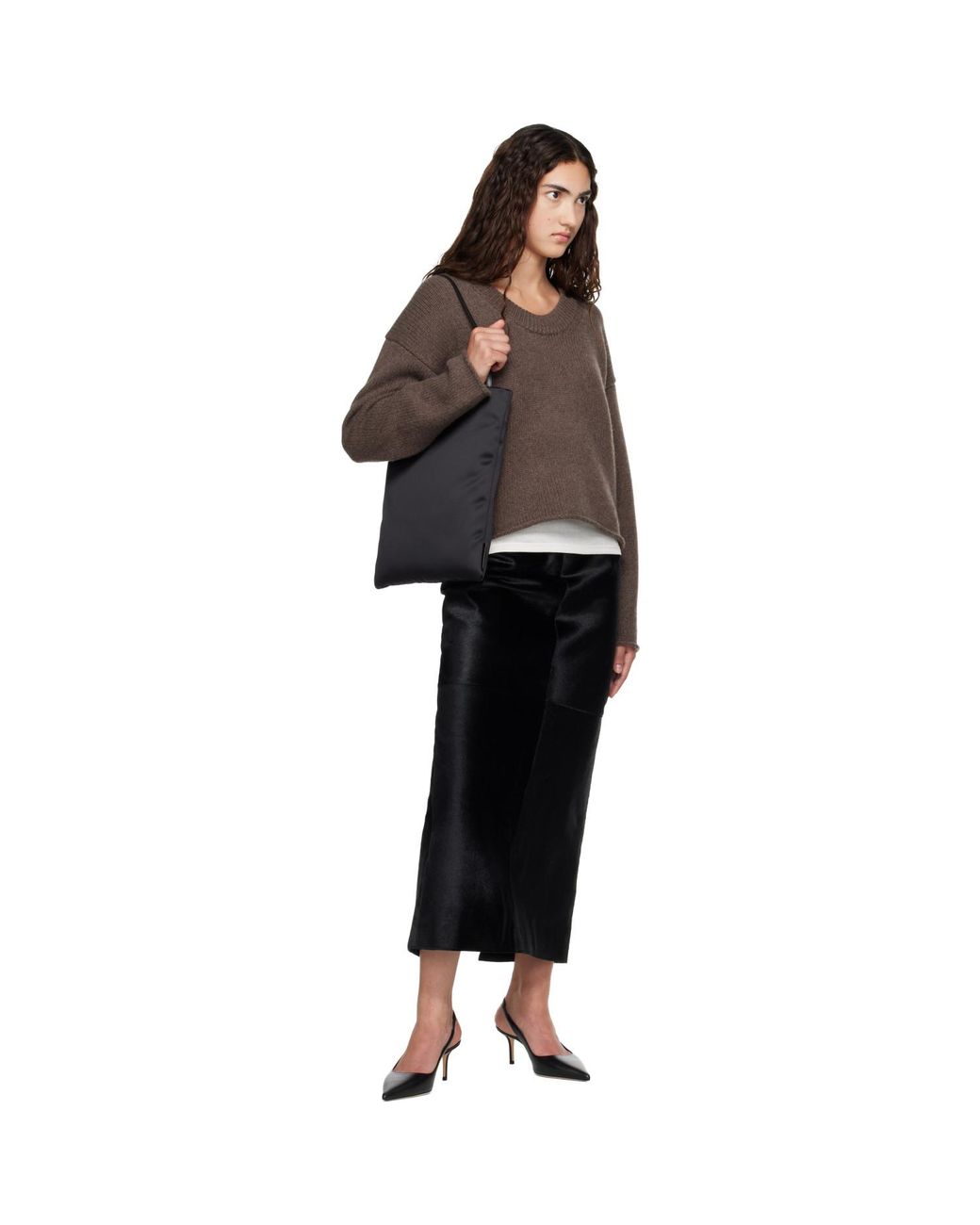 Loulou de Saison Brown Derry Lds U Neck Cashmere Sweater
