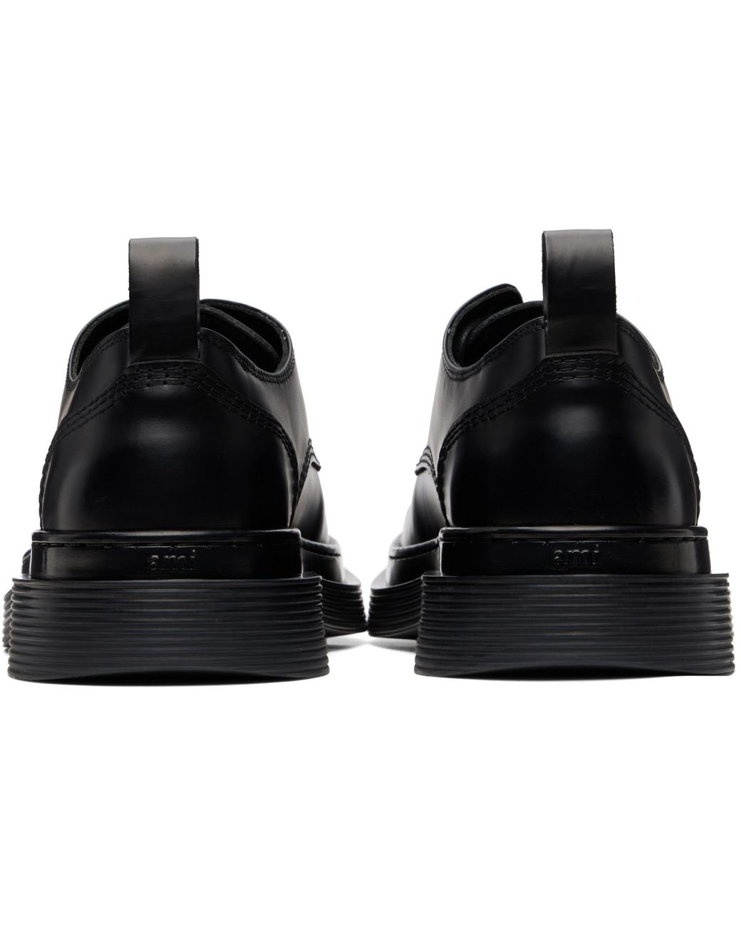 AMI Black Cow Leather Derbys for men